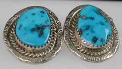 Ohrclips, Sterling Silber, besetzt mit TürkissenAutomatically ...