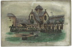 Handbemalte Bildplatte auf Milchglas "Exposition de Bruxelles 1910", ...