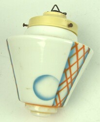 Art Deco Lampenschirm aus Glas mit geometrischen Muster in Orange und ...