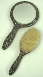 Jugendstil Handspiegel mit passender Haarbürste, ...