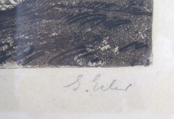 Georg Erler, Kaltnadelradierung, "Die Säherinnen", hinter Glas ...