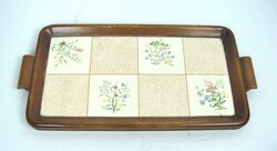 Holztablett mit Keramik Einlage, Grünstadt Keramik, 50er / 60er ...