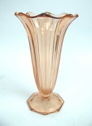 lachsfarbene Rosettenglasvase "Rosaline" im Art-Deco Stil, 50er Jahre ...