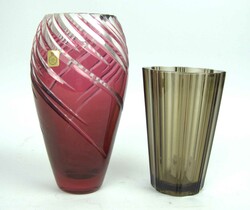 Bleikristall Vase mit Diamantschliff in Rot und Klar. Höhe ca. 24 cm ...