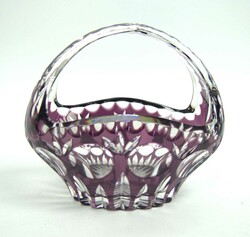 Korb aus rotem Überfang - Bleikristall, wohl Nachtmann. Höhe ca. 15 ...