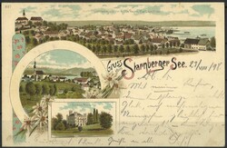 Grusskarte "Gruss vom Starnberger See" gelaufen 1898.  Automatically ...