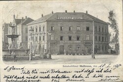 Postkarte "Bahnhof - Hotel Heilbronn" gelaufen 1898.  Automatically ...