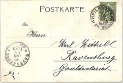 Postkarte "Bahnhof - Hotel Heilbronn" gelaufen 1898.  Automatically ...