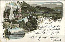 Ansichtskarte "Un Saluto Da Pergine" gelaufen 1898.  Automatically ...