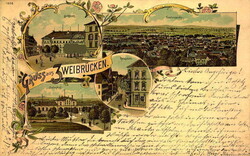 Ansichtskarte " Gruß aus Zweibrücken", Totalansicht und ...