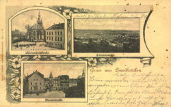 Ansichtskarte " Gruss aus Zweibrücken", Total- und Teilansichten z.B ...