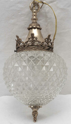 Jugendstil Deckenlampe, facettiertes Glas mit Metallmontur. Höhe: ca ...