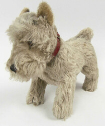 Steiff Schnauzer "Tessie" hellgrau aus Mohair. 50/60er Jahre. Fest ...