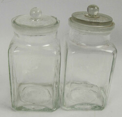 2 original Maggi storage jars with ground glass lids and embossed ...