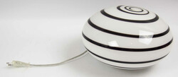 Table lamp, white glass with black spiral, function tested. Height ...