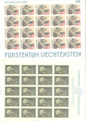 Nominale Kleinbögen, 3 Bögen Liechtenstein Weihnachten 1988 sowie 3 ...