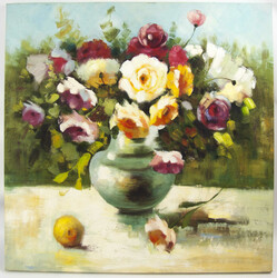 Ölgemälde auf Leinwand "Blumenarrangement in einer Vase". Maße: ...
