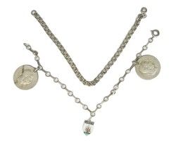 2 Silberarmbänder, 1x 835er sowie 1 Münzarmband, 800er Silber mit 2 ...