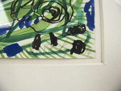 Aquarell "abstrakte und farbenfrohe Bewegung" links unten undeutlich ...