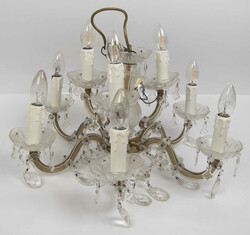 Antique chandelier with crystal glass prisms, probably from the ...