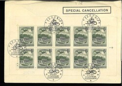 Tschechoslowakei 1951, Mi. - Nr. 678 im 10er Block auf Umschlag,. mit ...