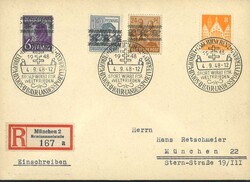 Alliierte Besetzung Bizone 1948, Einschreibebrief mit Sonderstempel. ...