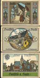 Saalfeld a. Saale, drei Postkarten mit historischen Stadtansichten. ...