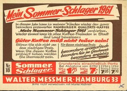 Reklame - Postkarte "Mein Sommer - Schlager 1961", Hamburger ...