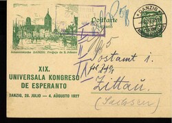 Danzig 1927, Ganzsache "XIX. Universala Kongreso de Esperanto". ...