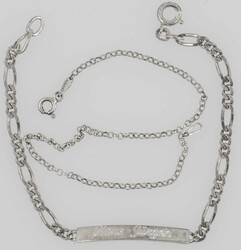 Zwei Silber - Armbänder, Silber 925, 1 x mit Gravur. Längen: ca. 18 ...