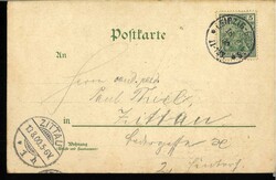 Sachsen, Ansichtskarte mit Wappen und Fahne Sachsen. Gelaufen 1900 ...