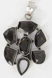 Anhänger aus 925er Silber, besetzt mit Rauchquarz, ein Stein fehlt, ...