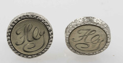 A pair of silver cufflinks with initials, silver 835.