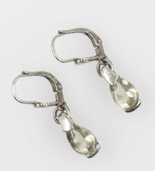 Ein Paar Silber Ohrringe mit gelben Stein. Silber 925. Länge: ca. 3 ...