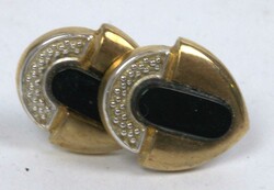 Stud earrings, 333 yellow gold, set with onyx