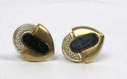 Stud earrings, 333 yellow gold, set with onyx