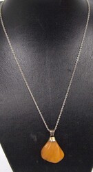 Butterscotch amber pendant on a chain, 835 silver