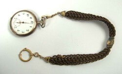 Taschenuhr, 800er Silber mit Biedermaier Haar Uhrenkette, Funktion ...