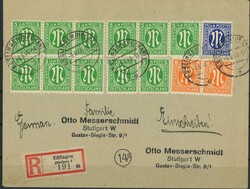Buntfrankatur AM-Post 1946, EinschreibenAutomatically generated ...
