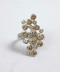 Damenring, 925er Silber, besetzt mit Schmucksteinen, Ringgröße 57  ...