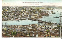 Italienische Post Konstantinopel, Ansichtskarte Galata - Brücke, ...