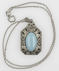 Kette, gepunzt mit 835er Silber, mit Art-Déco-Anhänger, besetzt mit ...