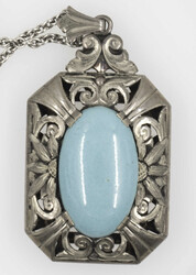 Kette, gepunzt mit 835er Silber, mit Art-Déco-Anhänger, besetzt mit ...