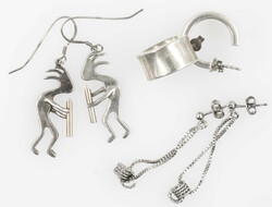 3 Paare Ohrringe, gepunzt mit 925er Silber.Automatically generated ...