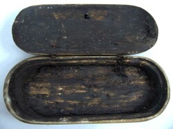 Antique tobacco box, likely Japanese. Wooden case with a bone inlay, ...