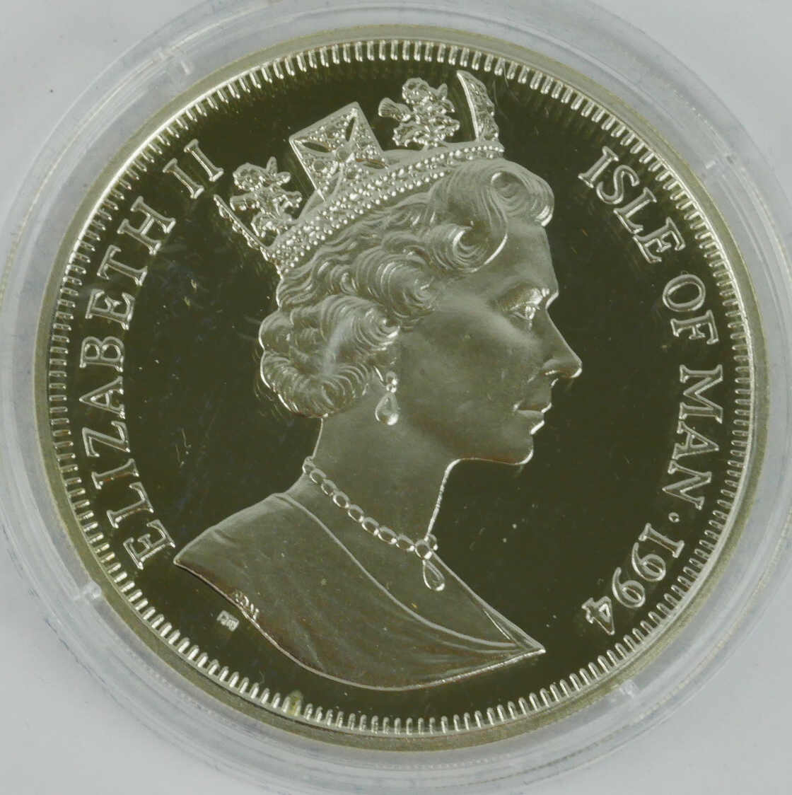 Isle of Man, 25 ECU 1994 "Elizabeth II. - Wikingerboot im Wappen". ...