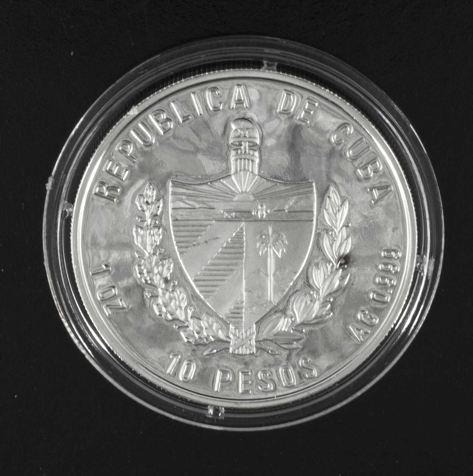 Cuba 2007, 10 Pesos - Silbermünze. Durchmesser: ca. 38 mm. In Kapsel ...