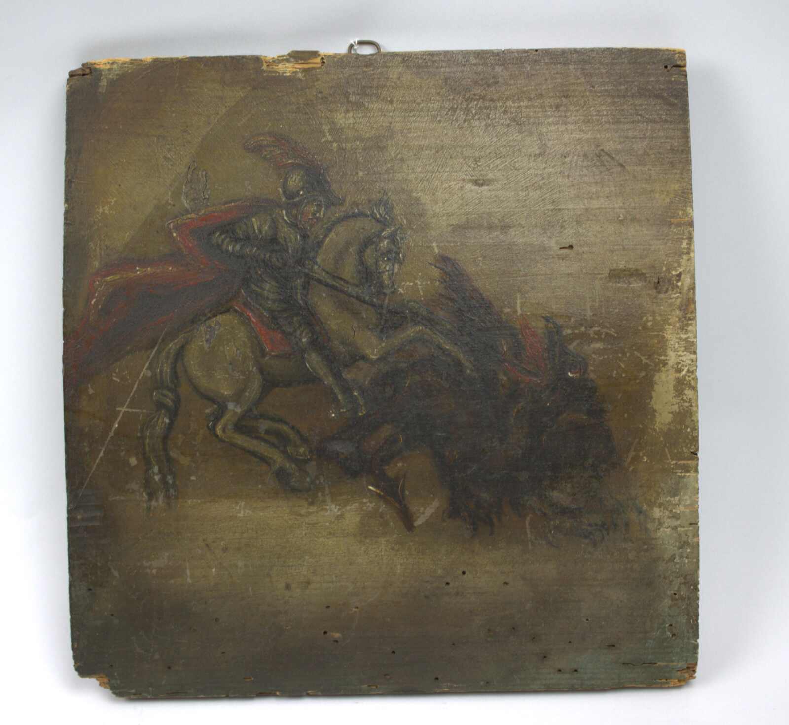 wohl alte Ikone um 1780, Öl auf Holzplatte "Heiliger Georg mit ...