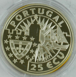 Portugal, 25 ECU, 1997 "Europa und die Neue Welt - Fernan Magellan". ...