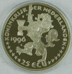 Niederlande, 25 ECU, 1996 "Jacob Van Campen". GekapseltAutomatically ...
